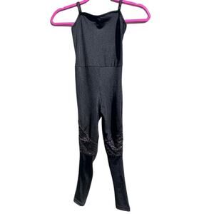 Weissmans dance black bodysuit unitard base adjustable shoulder straps size IC